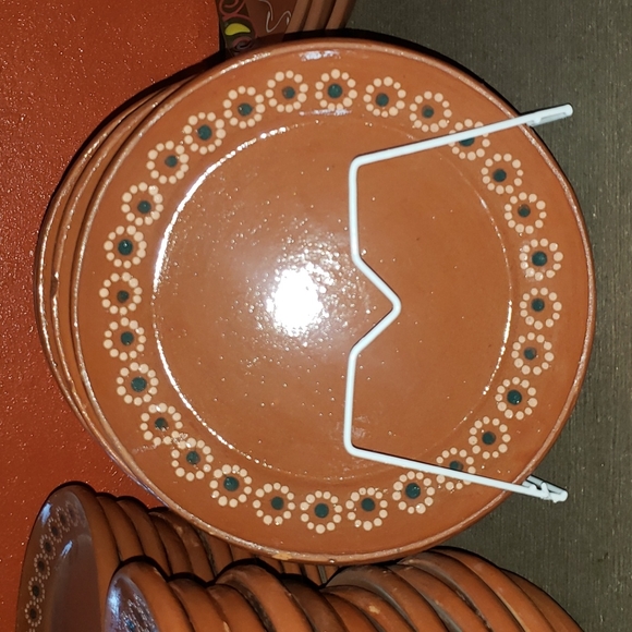 4 Platos de barro con flores / flowered Clay plates - Picture 1 of 3